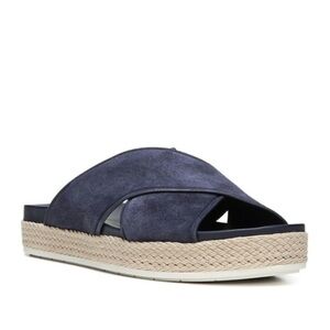 Vince Villaire Women's Deep Blue Wedge Slide Sandal